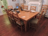 All Wood Dining Set Table with Leafs and 12 Chairs - All Matching