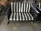 Vintage Black & White Striped Outdoor Sofa - Metal Frame / Unrestored
