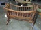 Rocking Antique Crib on Rolling Stand - All Wood Construction / Perfect for Doll Collection