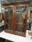 Antique 2-Door Glass and Wood Table-Top Cabinet -- with original key