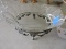 Antique Etched Glass Serving Bowl with Metal Feet / 9.5