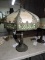 Large TIFFANY-Style Table Lamp / Metal & Glass Construction / Reproduction