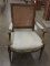 Vintage Upholstered Arm Chair with weave back