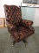 Vintage Leather Rolling Office / Study / Reading Chair - in Good Overall Condition