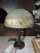 Vintage Style Double-Fixture Table Lamp / Metal, Glass Shade / 14