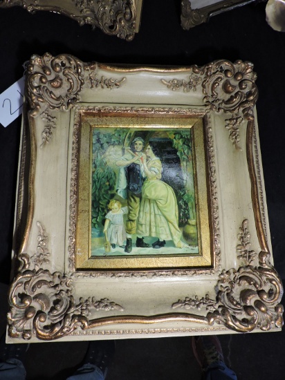 Antique Oil Painting of a Family - with Guilded Frame - by E. Hartman / Likely early 1900's