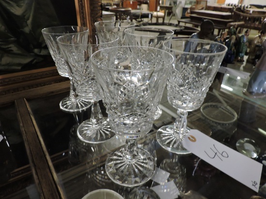 Six Cut-Glass Pieces of Formal Glassware / 5 Exactly the same / 1 Slightly Smaller