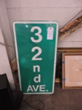 Large '32nd Avenue' Street Sign - Metal - 36