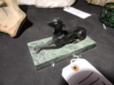 Metal Dog on Marble Paper Weight -- 5.5