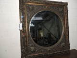 Ornate Antique Wooden Mirror / 42