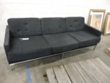 Modern Low-Slung Sofa / Chrome with Black Cloth -- Solid / needs to be Reupholstered