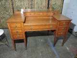 Multi-Level Ten-Drawer Victorian Writing Desk / Fine, All-Wood Construction