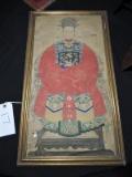 Antique Chinese Elder Painting / Framed / Hand-Painted / See Photos for Condition