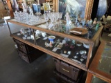 Large Wood & Glass COUNTER-TOP DISPLAY CASE / 71.5