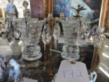 Pair of Ornate Antique Cut-Glass Candle Holders -- 4.5