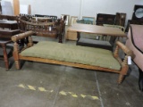 Early American Antique Wooden Daybed -- Needs foundation parts / better cushion