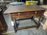 Antique Solid Wood Hallway Table -with Drawer & Interesting Drawer Pulls