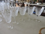 WATERFORD Crystal Glass Set - 4 Wine Glasses & 1 Sherry Glass