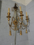 Gilded Sword Themed 3-Fixture Wall Sconces - with Twisted Rope Metalwork