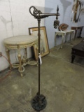 Heavy Metal Antique Reading Lamp / Floor Lamp - with Marble Base / Apprx 55.6