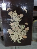 Carved & Stained Wood Floral Art Piece / 24