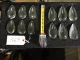 Twelve (12) Antique Tear Drop Chanelier / Lamp Crystals (2 kinds, 6 of each)