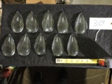 Ten (10) Large Antique Tear Drop Chandelier / Lamp Crystals - 4.5