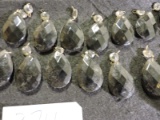 Twenty (20) Antique Gray Cut-Glass Tear Drop Chandelier / Lamp Crystals - Matching