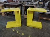 Pair of Modern Yellow Rolling Side Tables / Each is 20