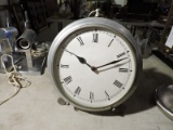 Brushed Metal Clock - Looks like a large pocket-watch, on a stand / 10