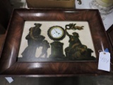 Clock & Cherub Art Mounted on Marble and Framed / 27