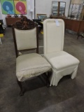 Unmatched Pair of Side Chairs (wood is antique) -- See Photos