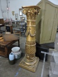 Large Antique Ornate Gilded Column -- Carved Wood / Apprx 55