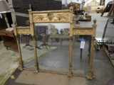 Ornate Gilded 3-Part Antique Mirror / 55