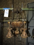 Ornate Bronze-Colored 4-Light Chandelier / Antique -- See Photos