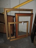 Set of 3 Large Picture Frames / 2 Gold Guilded, 1 Wood -- See Description