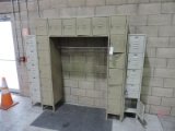 16-Unit Locker Arch with Coat Pole and Two Additional 5-Unit Lockers