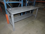 Steel Adjustable Height Steel Work Table with Lower Shelf / 72