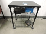 Small 3-Level Rolling Cart and APC Commercial Surge Protector