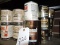 Assortment of paints, varnishes, stains, etc.