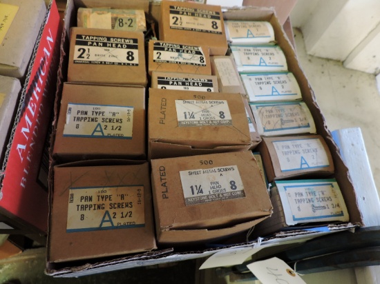 Apprx 18 Boxes of PAN HEAD STEEL TAPPING SCREWS and more - Most Boxes Full