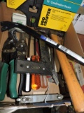 Mixed Box of Various Hand Tools - Hammer, Pry Bar, Screw Drivers, Etc….