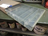 Empty clear plastic parts box – half a dozen internal separators -