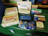Lot of 3 hard case first aid kits plus 2 mini kits and supplies