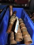 Lot of 6 Brass couplers and a shut off valve