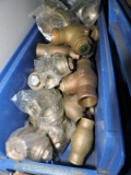 Bin full of brass boiler line parts and misc.