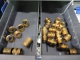 6 drawers of various brass connectors