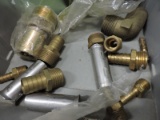 Single bin of brass hose barb male adapters