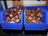 8 bins of screw mount pipe hangers and miniature pipe hangers - see pics