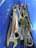 Large assortment of hand tools - wrenches, ratchets, etc -see photo